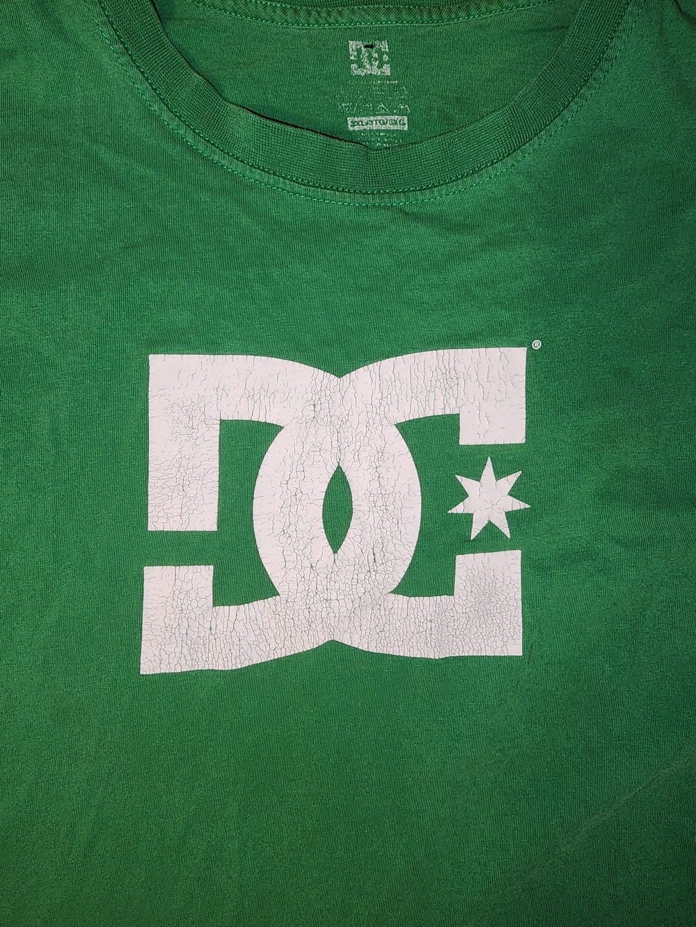 DC Green Crewneck Tee with White Neck Print